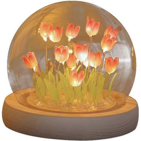 Lampe d'ambiance tulipe à faire soi-même - Cadeau d'anniversaire, décoration intérieure (rose) (1/5)