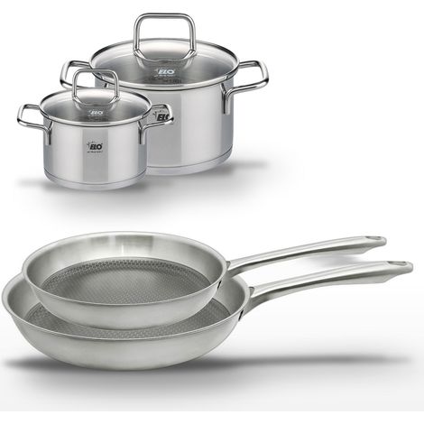 Lot de 2 Poêles 24/28cm & 2 Faitouts 12/16cm Elo Relief Passion (1/5)