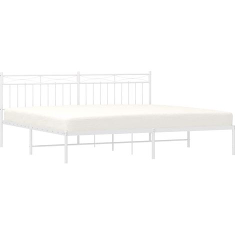 vidaXL Giroletto con Testiera Metallo Bianco 193x203 cm (1/5)