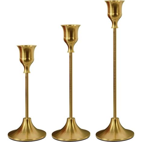 Set di 3 portacandele, portacandele in metallo a forma di cono, portacandele in metallo vintage, portacandele decorativi da tavolo (1/5)