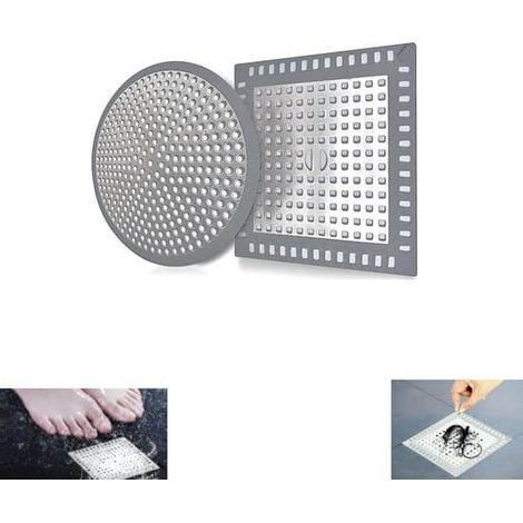 Récupérateur de cheveux, grille de bonde de douche, filtre, siphon de sol, crépine d'évier, accessoires d'évier, accessoires de salle de bain, 12 cm, acier inoxydable et TPE, lot de 2 (1/5)