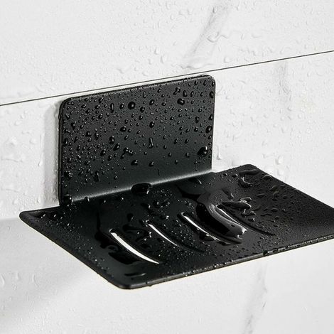 Black Wall Mounted Soap Dish No Drilling Stainless Steel Shower Soap Holder Self Adhesive Soap Holder for Storing Sponges Brushes Soap for Bathroom Kitchen Balcony (1/5)