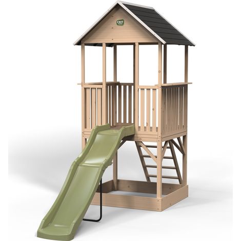EXIT Panorama 500 Wooden Playhouse with Slide and Sandpit