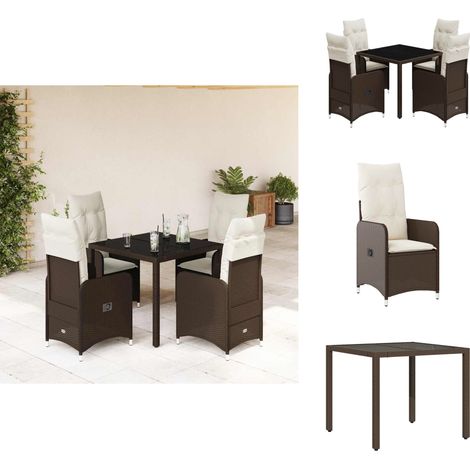 5-tlg. Garten-Bistro-Set mit Kissen Braun Poly Rattan - Bistro Set - Bistro Sets - Bistroset - Garten Bistro Set (1/5)