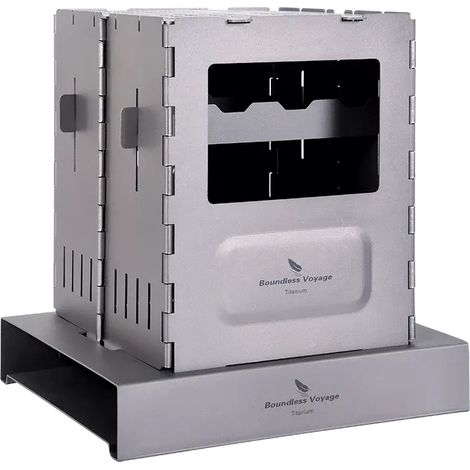 Réchaud à bois pliant en titane Boundless Voyage Outdoor avec support pour casserole, brûleur à charbon de bois pour camping Ti2010C UNIGEAR X DRAGON HORSE Réchauds de cuisine portables (1/5)