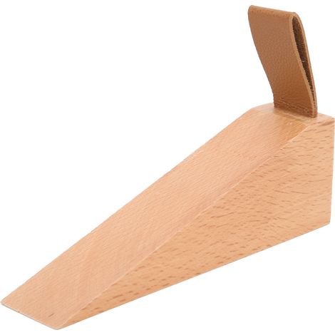 Butée de porte en bois massif, cale de porte antidérapante, support de porte de sécurité durable avec coussinets (L) (1/5)