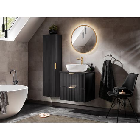 Ensemble meuble vasque à poser 60 cm + 2 éléments - Georgia Black - Livraison gratuite