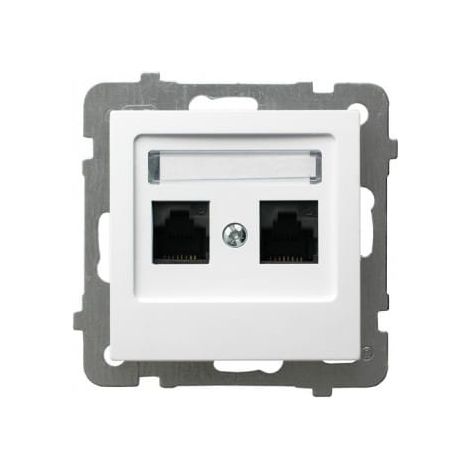 Toma de corriente doble para ordenador Cat 5e, color blanco, sin marco