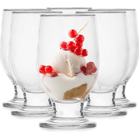 Lot De 6 Coupes À Glace En Verre Transparent Coupes À Dessert Élégantes À Pied 270 ml (1/5)