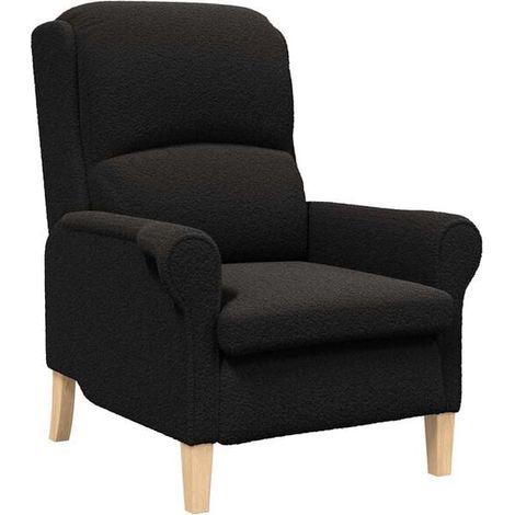 Fauteuil noir, recouvert de velours sherpa doux. (1/5)