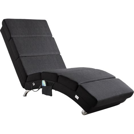 Casaria Relaxliege London mit Massage & Heizfunktion Ergonomisch Gepolstert Wohnzimmer Liegestuhl Polsterliege  Stoff Anthrazit