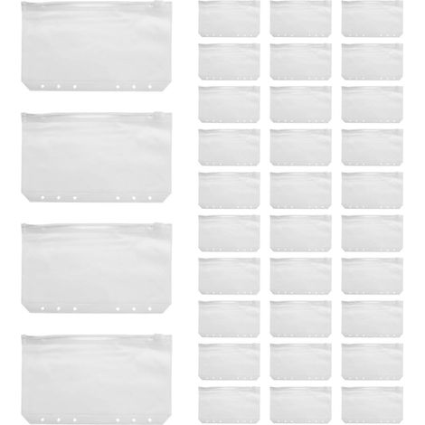34 A6-Ringordnertaschen, perforiert, 6 Löcher, Reißverschluss, transparent und wasserdicht, aus PVC, für 6-Ring-Ordner. (1/5)