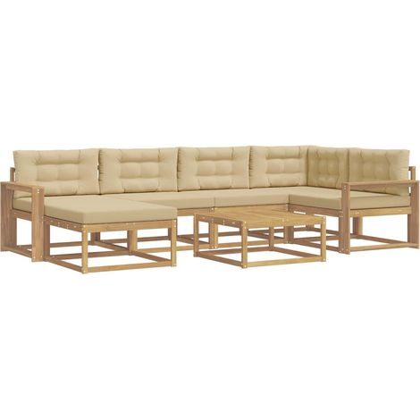 Outdoor-Sofagarnitur 7 stk. 6-Sitzer Weiß und Beige vidaXL (1/5)