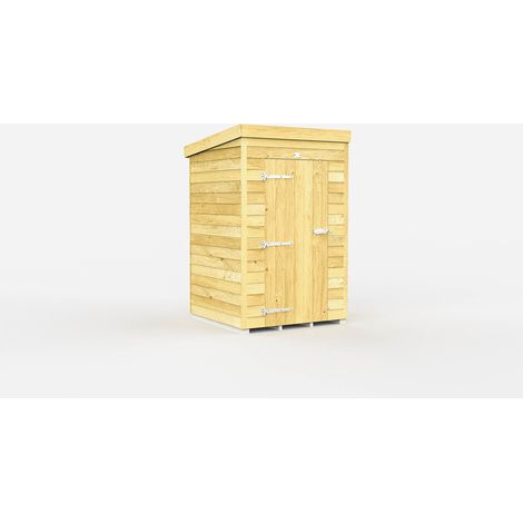 4 x 4 Feet Pent Shed - Single Door Without Windows - Wood - L118 x W127 x H201 cm