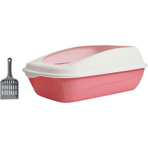 Katzentoilette mit Schaufel für Katzen, kleine Hunde, leicht zu reinigen, große Schüsseln, Haustierbedarf, Katzenklo für Wohnungskatzen-Pink (1/5)
