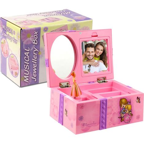 Musical jewelry box for girls - Dome-shaped - Pretty dancing ballerina with ballet shoes - Musical jewelry box for children (purple/red) (1/5)