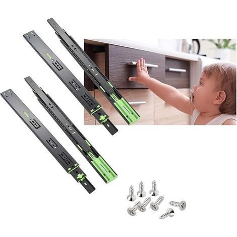 2 Paar Schubladenschienen mit Soft-Close-Funktion, 250 mm Vollauszug mit Kugellager, hohe Tragkraft von 45 kg, hochwertige Schubladenschienen (1/4)