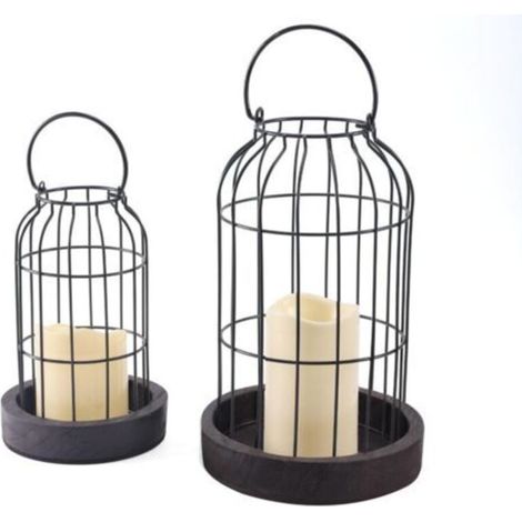 Lot de 2 lanternes décoratives en forme de cloche métallique pour bougie et décoration de table et de ferme