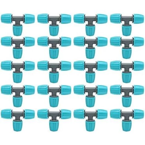 20 raccords en T à barbes. Raccords de tuyau à barbes de 16 mm. Raccords pour irrigation goutte à goutte. Adaptateurs en T pour tuyaux d'arrosage. Joints de tuyau d'arrosage en 3 voies. (1/5)