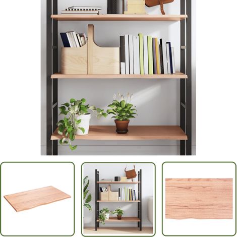 The Living Store Wandregal Hellbraun 80x50x2 cm Massivholz Eiche Behandelt - Wandregal - Eichendielen - Holzmöbel - Rustikal - Deko Regal (1/5)