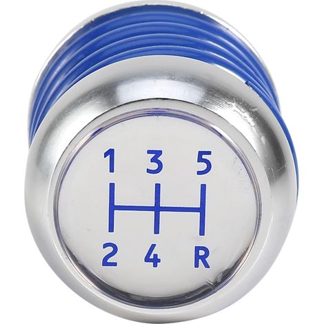 Leva del pomello del cambio manuale per auto a 5 velocità con molla blu in alluminio universale (1/5)