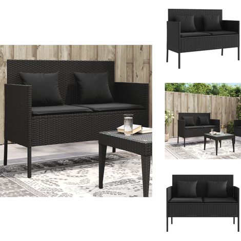 Banc de jardin avec coussins noir résine tressée - Banc De Jardin - Meuble De Jardin - Résine Tressée - Rotin Artificiel - Stockage Extérieur (1/5)