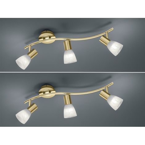 2er SET LED Deckenstrahler Messing 3-flammig mit Glasschirmen, Breite 55cm (1/5)