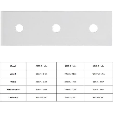 10 pièces Plaque de Raccord Plat en Aluminium pour Profilés 3030, Fixation Droite avec 3 Trous (1/5)