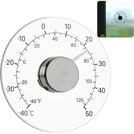 Thermomètre extérieur, thermomètre de fenêtre universel pour une utilisation intérieure et extérieure, cadran transparent, thermomètre météo, lecture précise, 10,7 x 10,7 cm (1/5)