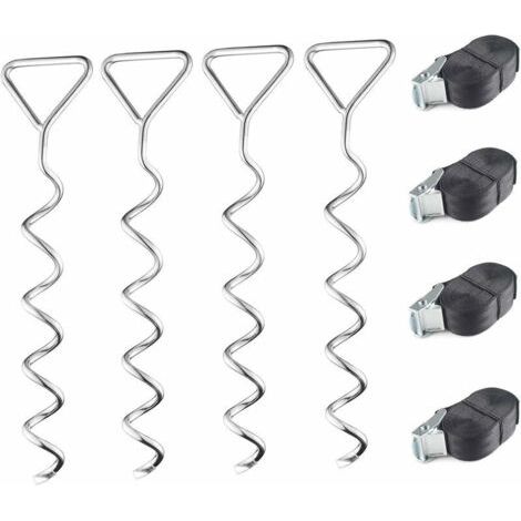 Set d'ancrage pour Trampoline, À Toute épreuve Trampoline kit d'ancrage, Kit d'ancrage au Sol avec 4 Sardines et Sangles (1/5)