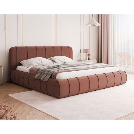 Elsa - lit coffre - 140x200 cm - en velours - sommier inclus - rose