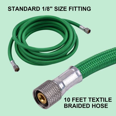 Tuyau d'aérographe tressé textile de 3 mètres/10 pieds, avec raccord adaptateur standard de 1/8 pouce aux deux extrémités (1/2)