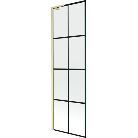 Mexen Next L panel de bañera de 1 hoja 60 x 150 cm, cuadrícula negra, dorado cepillado - 895-060-000-03-77-55 (1/5)
