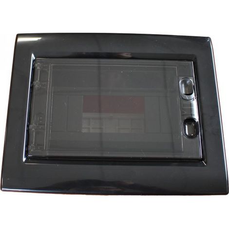 Centralino Da Incasso Con Sportello, Colore Nero, IP40, Quadro Distribuzione Elettrico (8 Moduli Incasso 240X195X80mm)