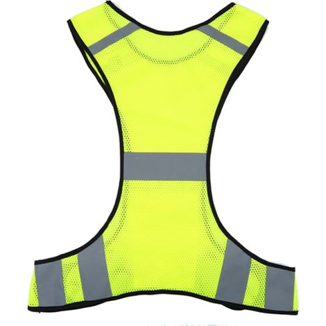 Gilet de sécurité réfléchissant haute visibilité pour la course de nuit, vêtement de sécurité à taille ajustable (vert citron) (1/5)