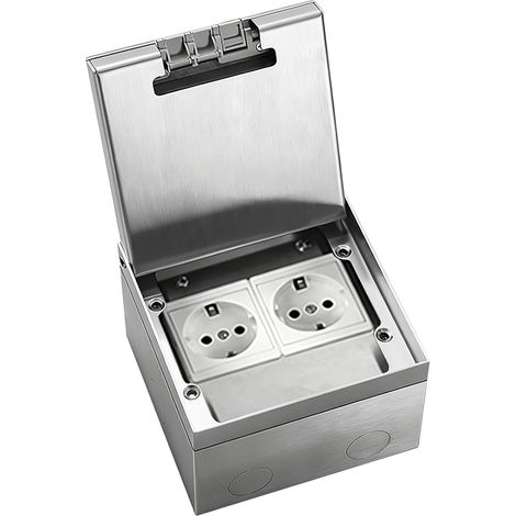 Boîtier de prise encastrable au sol, ensemble de prises au sol en acier inoxydable 16 A 4000 W, prise encastrable AC250V, prise au sol escamotable avec 2 prises pour bureaux, hôtels, écoles (1/5)
