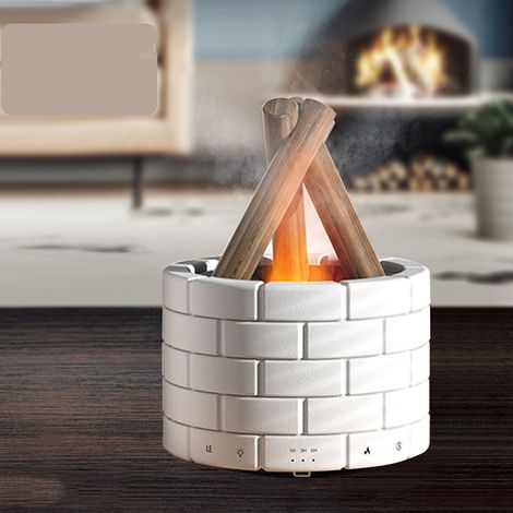Humidificador con forma de hoguera, blanco, control táctil, decoración del hogar, capacidad de 250 ml. (1/5)
