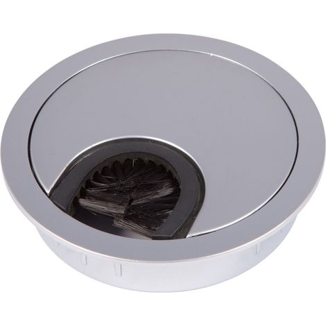 SOTECH 2 Stück Kabeldurchlässe Schreibtischdurchlass aus Metall Chrom matt Bohrmaß Ø 68 mm Schreibtisch mit Staubdichtung