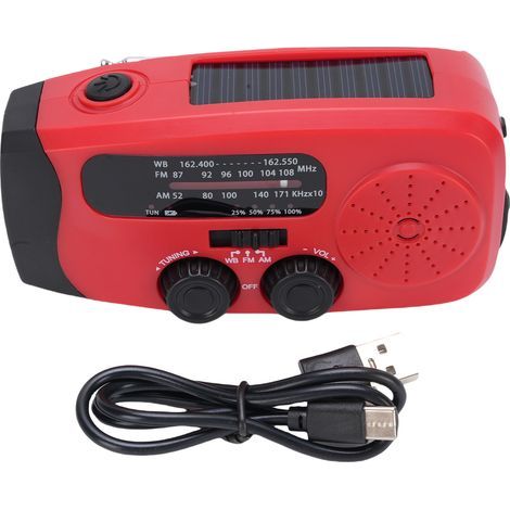 Garosa Radio à Manivelle d'urgence 2000mAh, Batterie Portable Solaire avec Lampe de Poche LED et Alerte Météo NOAA pour Camping Randonnée en Plein Air (1/5)