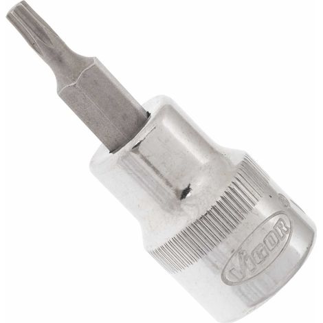 VIGOR Innenvierkant Antrieb 10 = 3/8 Zoll TX Schraubendreher-Einsatz Innen TX Profil V2303N ∙ Vierkant hohl 10 mm (3/8 Zoll) ∙ Innen TX Profil ∙ T 15 ∙ Gesamtlänge: 49 mm (1/4)