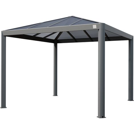 PRIMEYARD Gazebo da Giardino 3x3 m Tetto Hardtop in Policarbonato