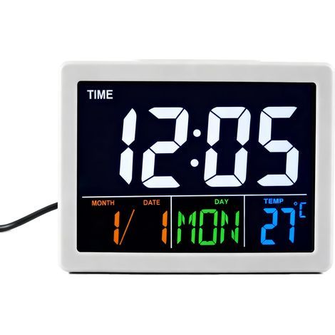 Horloge numérique avec affichage de la température - Réveil moderne avec date et jour de la semaine - Design compact - Parfait pour les étudiants et les professionnels (1/5)