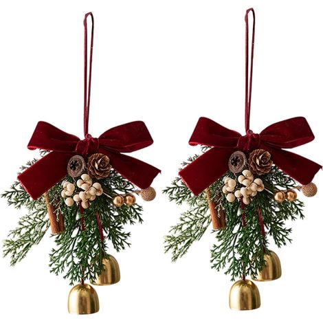 Adornos navideños para puertas con forma de campana, adornos para fiestas, adornos navideños y de invierno (2 piezas) (1/5)