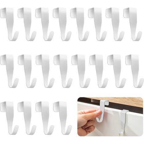 20 Pièces Patere Porte, Porte-manteau pour Porte, Crochets à Suspendre Pour Armoires et Placards,Aucun Perçage Nécessaire pour Porte Standart, Tiroir, Placard Armoire, Cuisine (1/4)