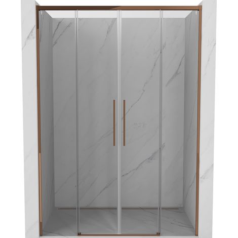 Mexen Rox porte de douche coulissante 150 cm, transparent, or rose - 8C2-140-002-60-00