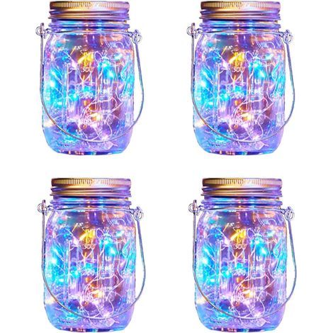 Lanterne solaire pour extérieur, 4 pièces de lampes solaires de jardin étanches - Lanterne solaire suspendue pour terrasse, patio, balcon, table - Décoration multicolore (1/5)
