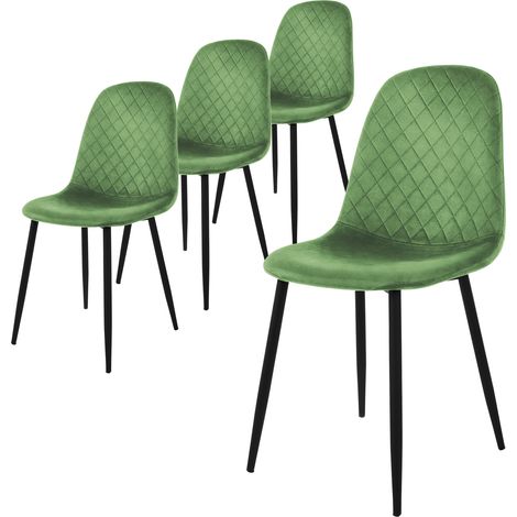 ML-Design Set di 4 Sedie per Sala da Pranzo Rivestimento in Velluto Salvia Poltroncine da Cucina con Schienale e Gambe in Metallo Seduta Ergonomica Sedia per Soggiorno Salotto