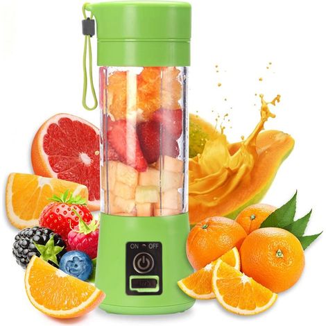 Ortviai Mixeur Portable USB Mini pour Smoothies – Verre à Jus 380 ml, 6 Lames, Batterie Rechargeable 2000 mAh (1/4)