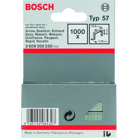 Grapa tipo 57: 106x125x 8mm: 1.000uds  BOSCH 2609200230