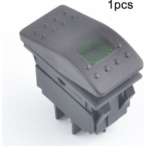 Interrupteur Maritime 4 Broches SPST ON-OFF - Étanche IP66 - 12 V - Vert - Pour Bateau Camion Voiture - 1 Pièce (1/4)